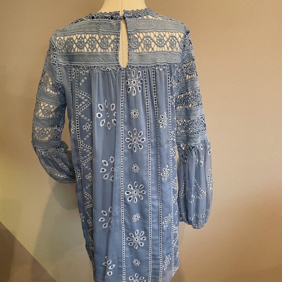 Blue Lace Mini Dress Size Small New - Picture 4 of 6